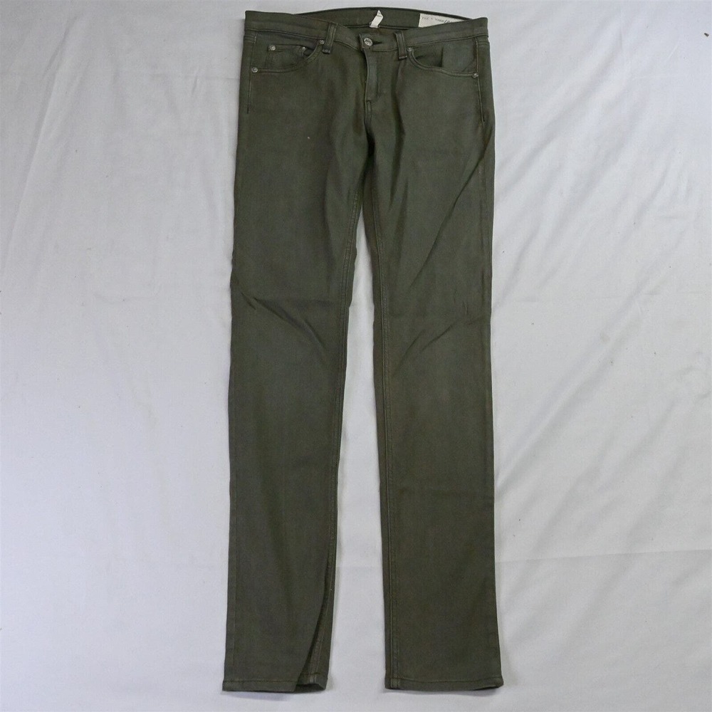 Reg + Bone 28 Mid Rise‎ Skinny Dark Green Stretch Denim Jeans